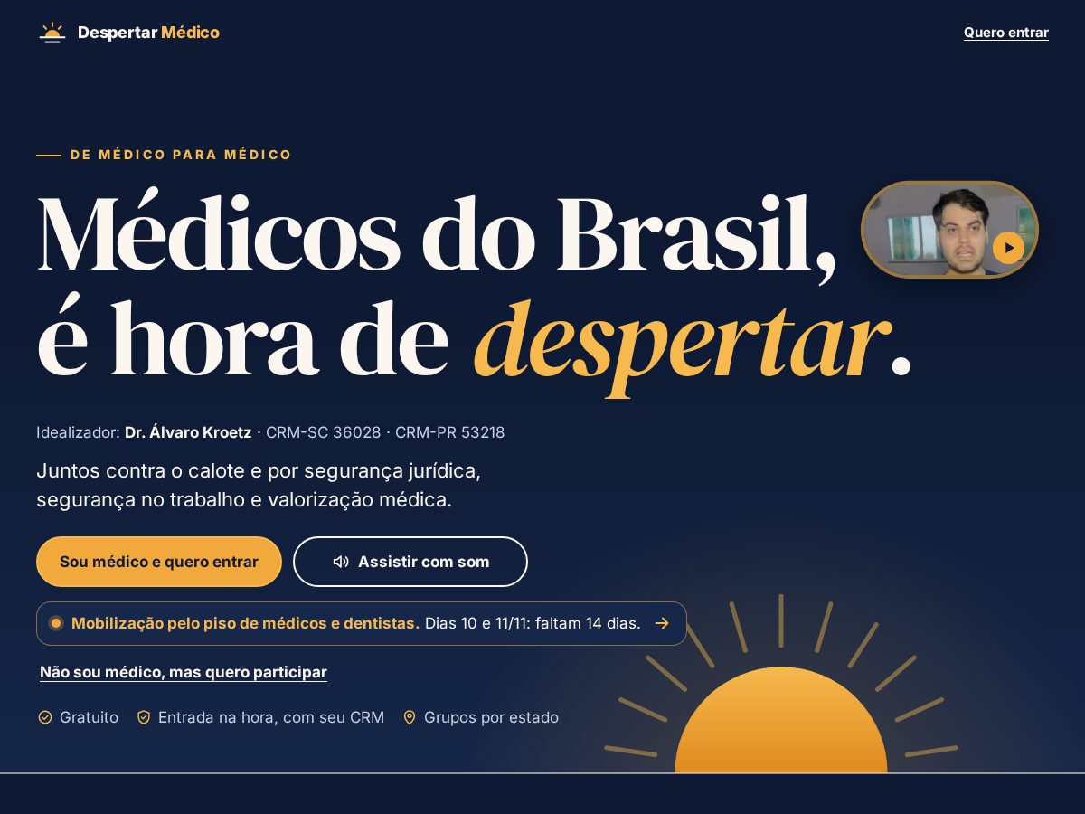 Landing-page snapshot of despertarmedico.app