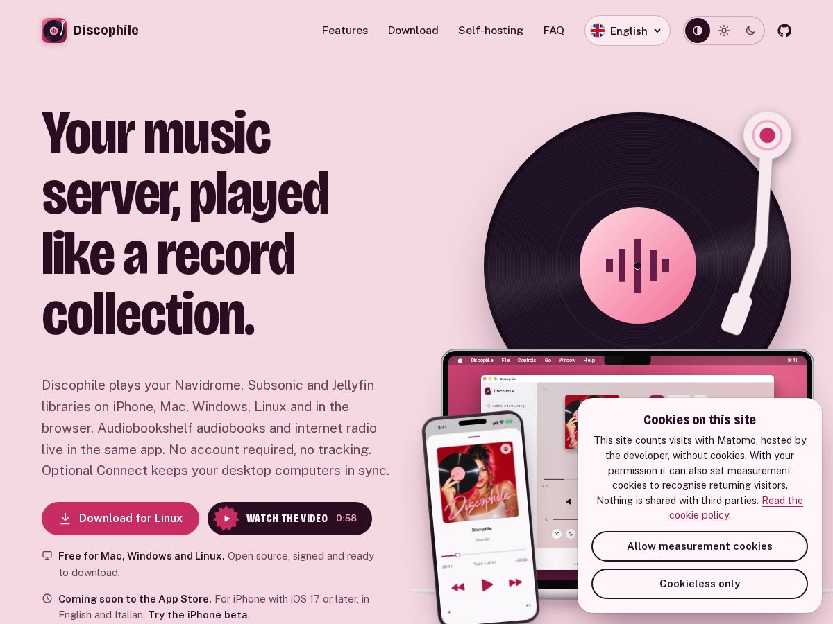 Landing-page snapshot of discophile.app