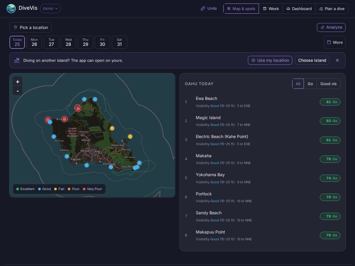 Landing-page snapshot of divevis.com