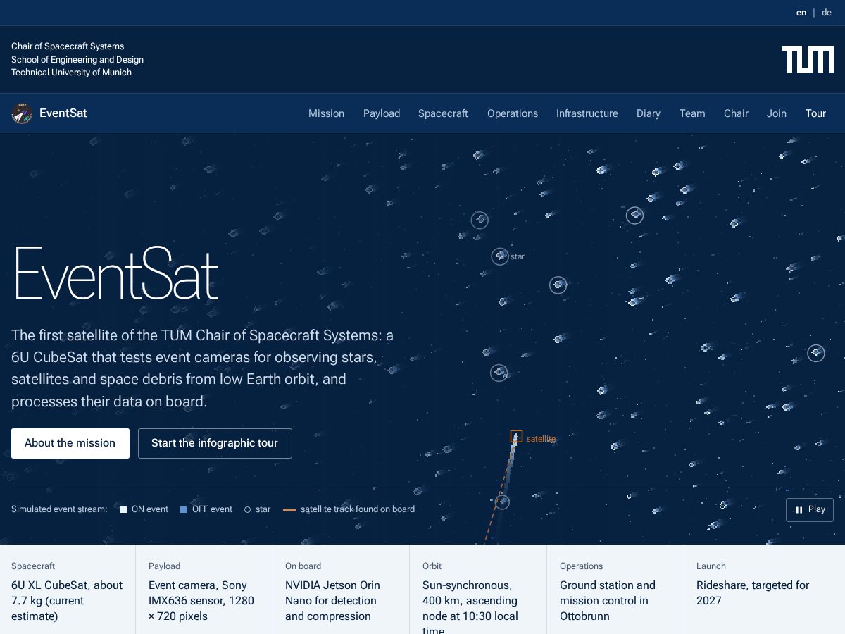Landing-page snapshot of eventsat.space