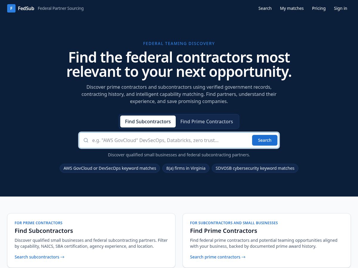 Landing-page snapshot of fed-sub.com