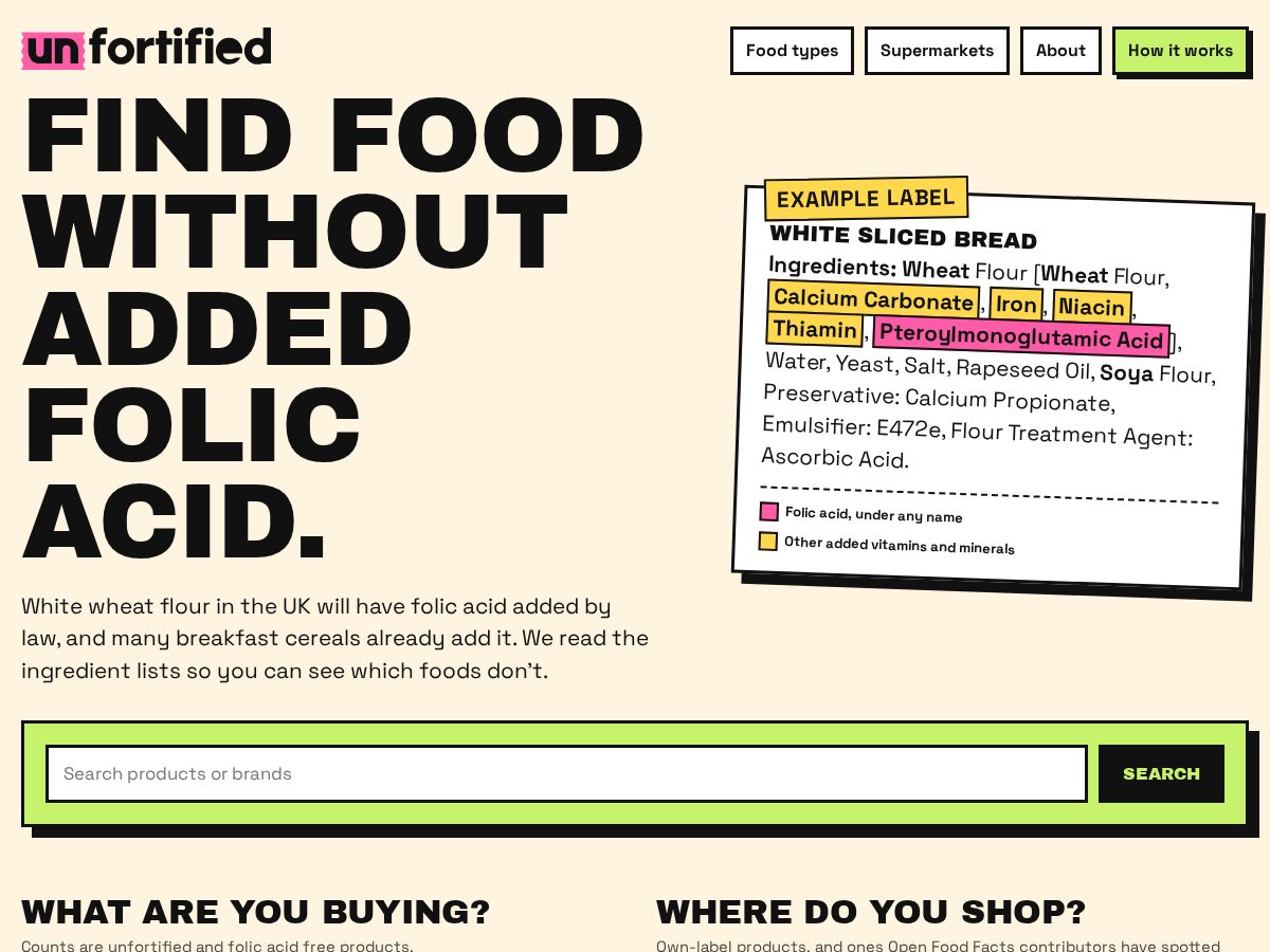 Landing-page snapshot of findunfortified.com
