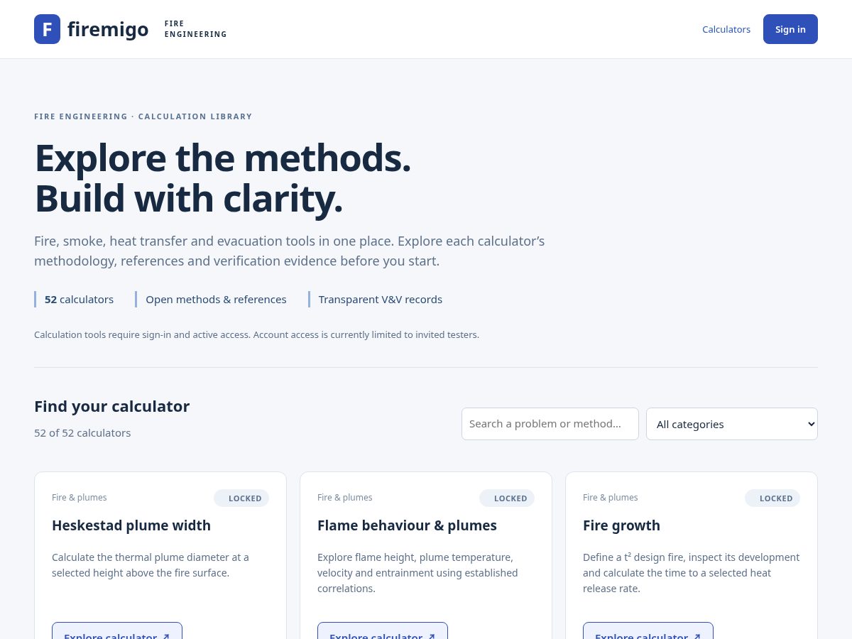Landing-page snapshot of firemigo.com