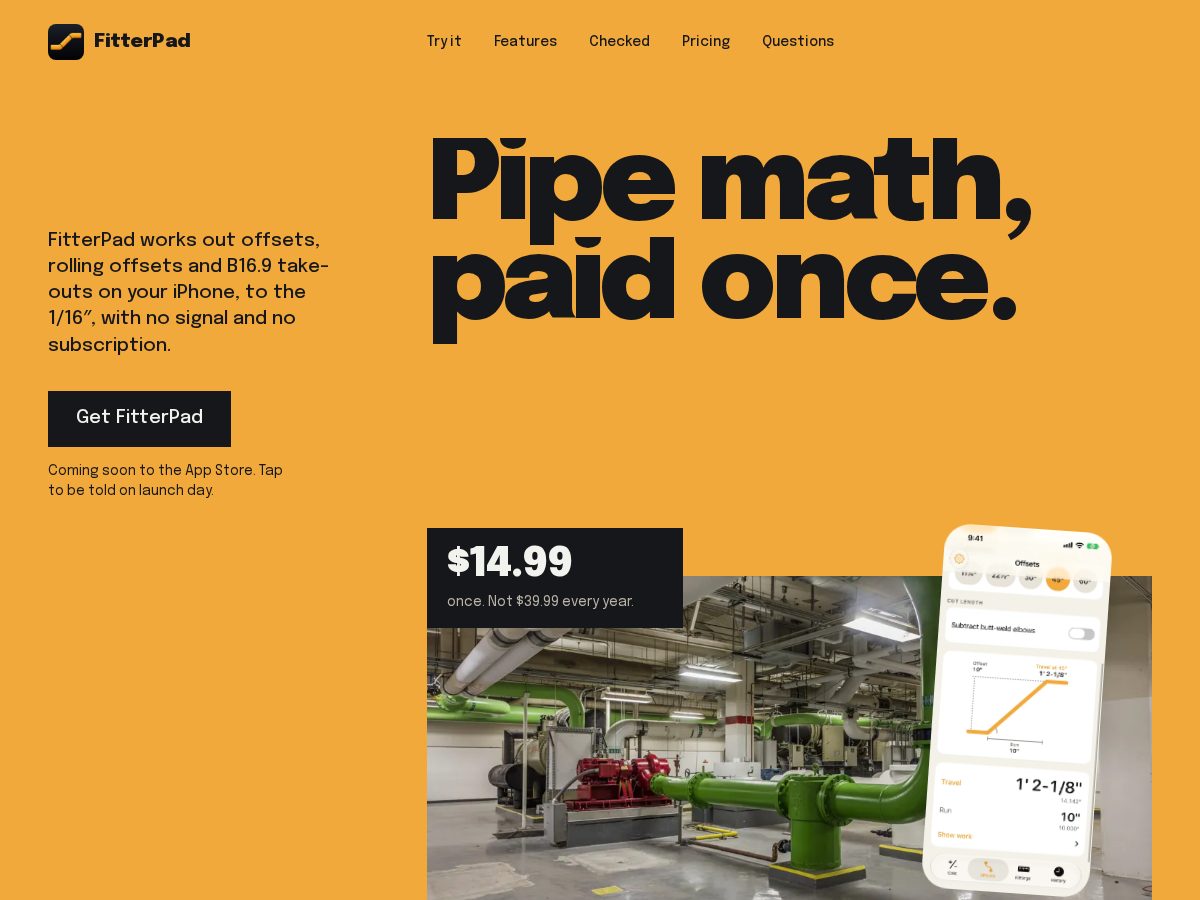 Landing-page snapshot of fitterpad.com