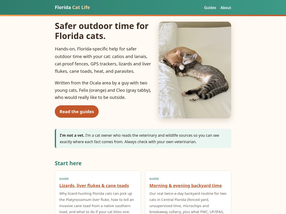 Landing-page snapshot of floridacatlife.com