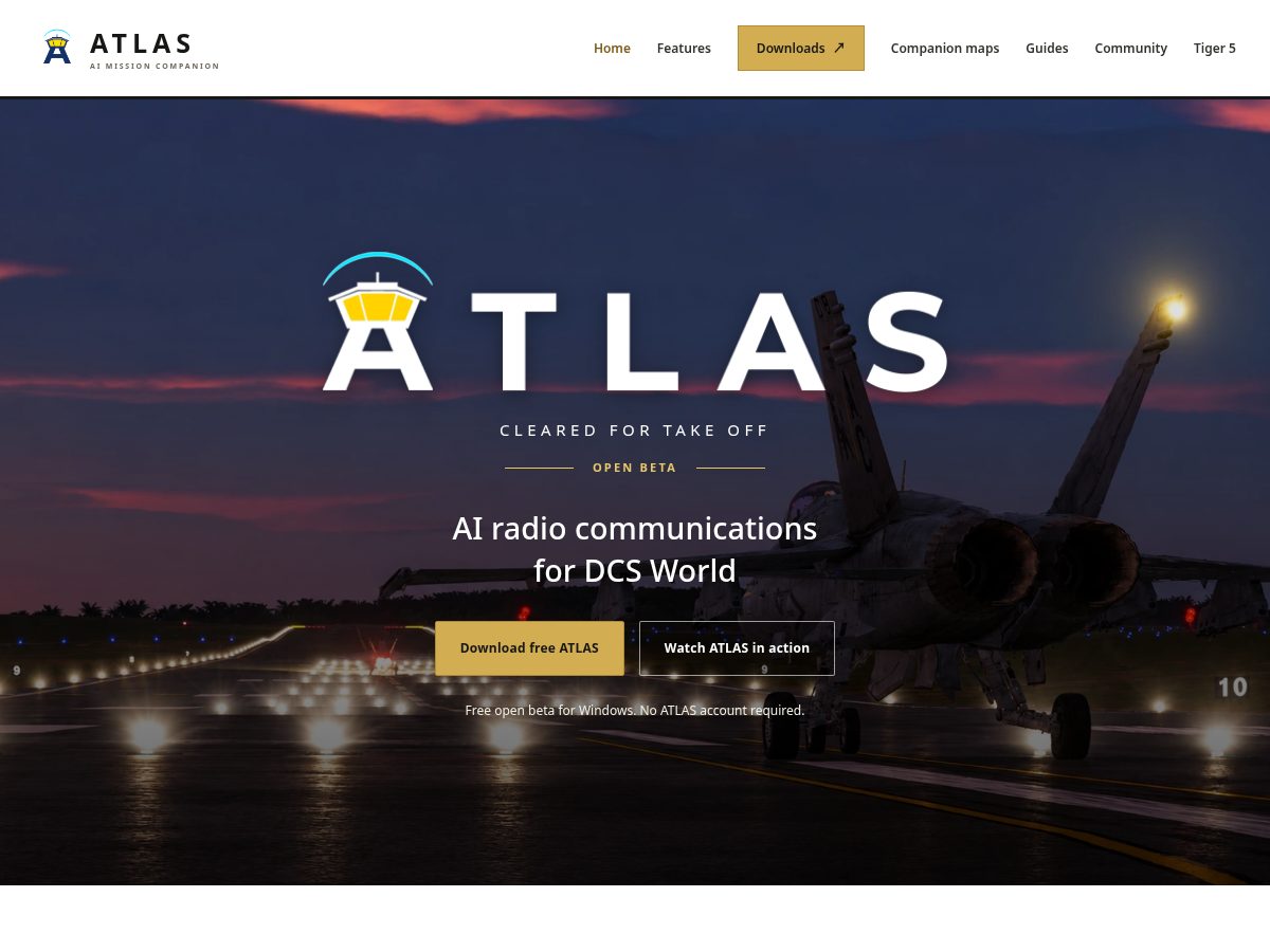 Landing-page snapshot of flyatlas.aero