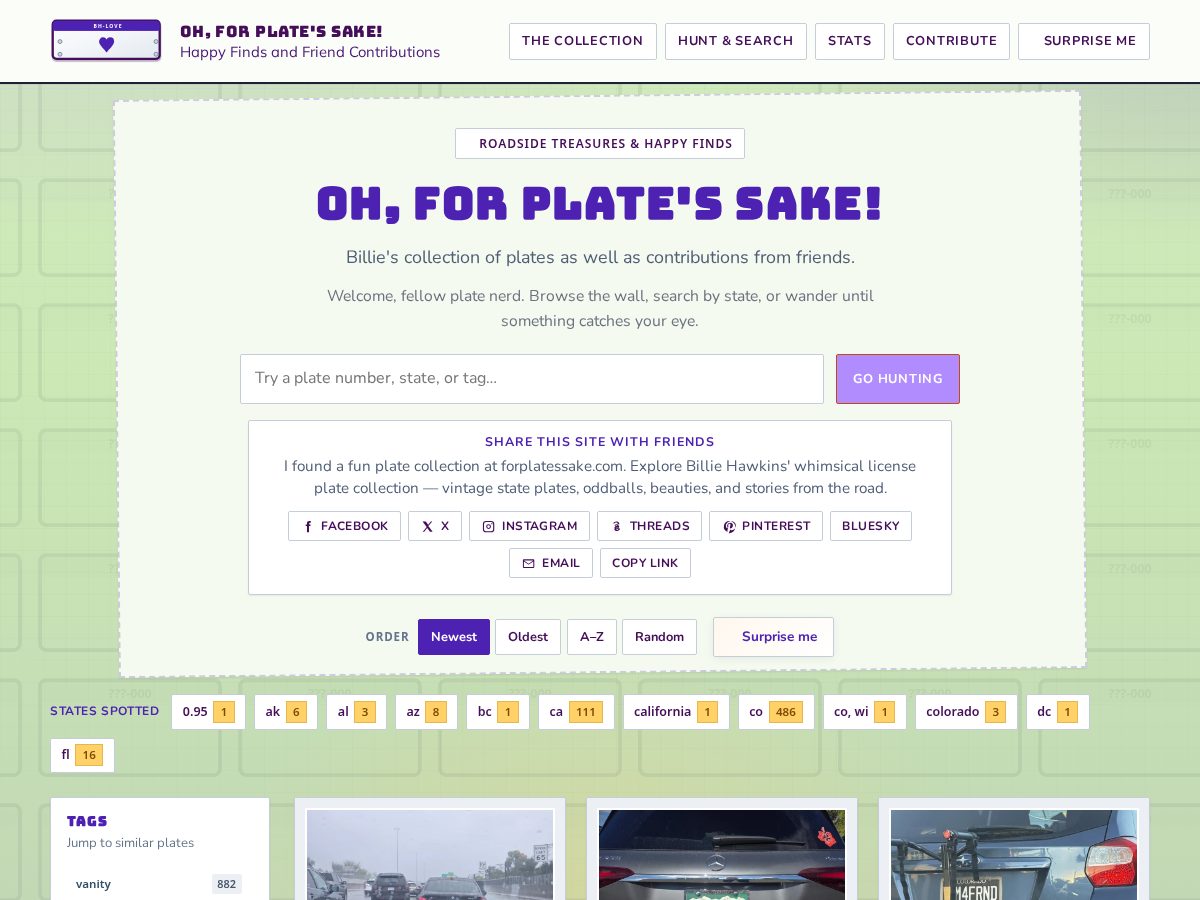 Landing-page snapshot of forplatessake.com