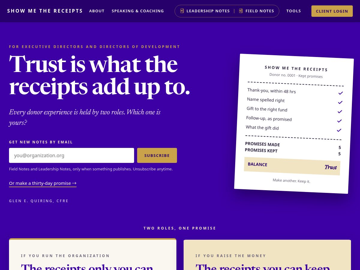 Landing-page snapshot of fourreceipts.org