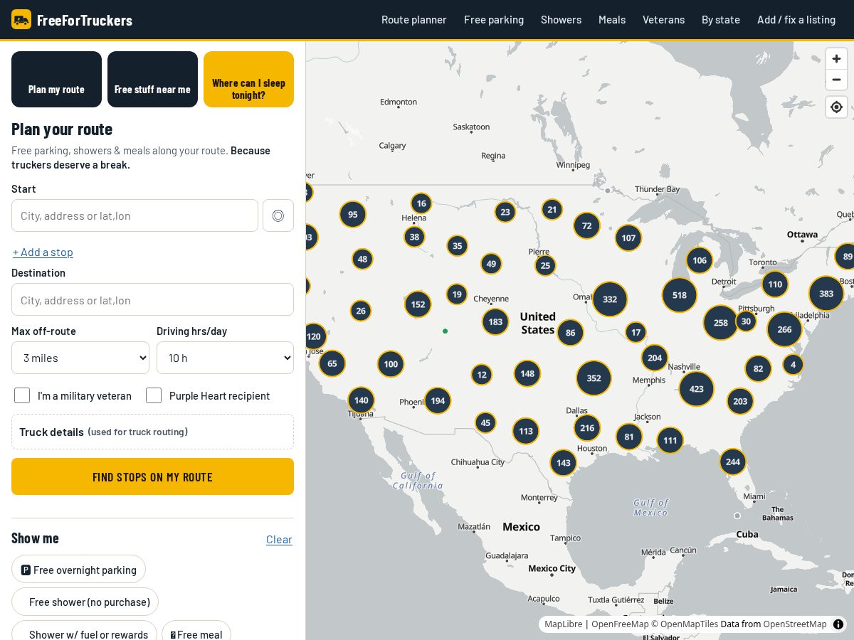 Landing-page snapshot of freefortruckers.com