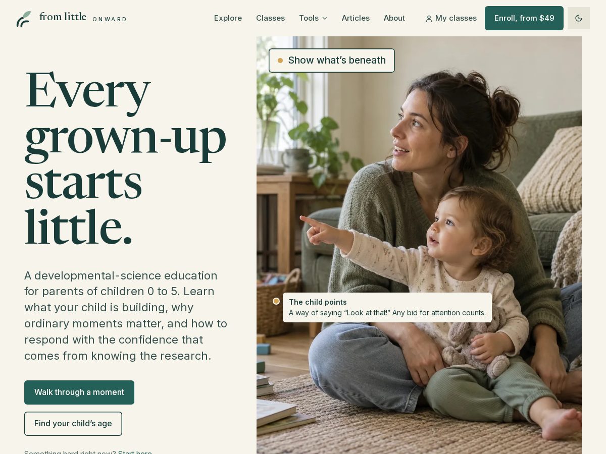 Landing-page snapshot of fromlittleonward.com