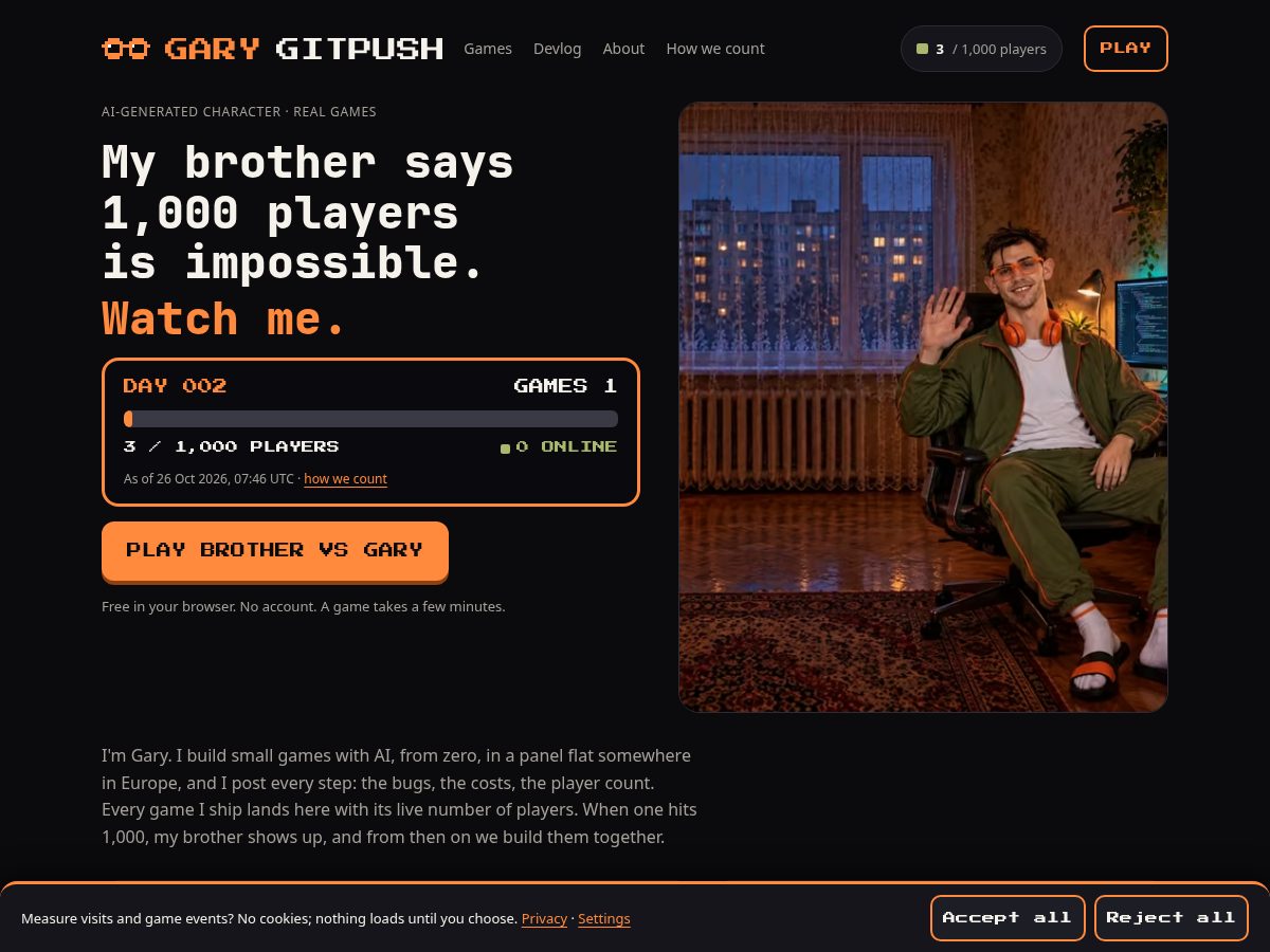 Landing-page snapshot of garygitpush.com