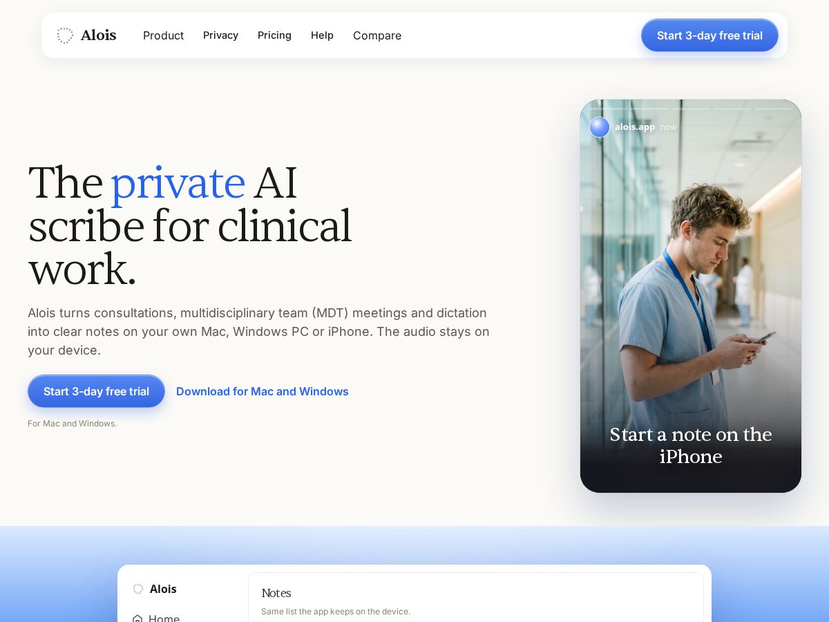 Landing-page snapshot of getalois.app