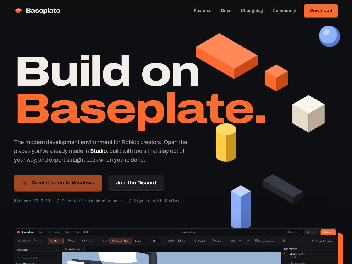 Landing-page snapshot of getbaseplate.cloud