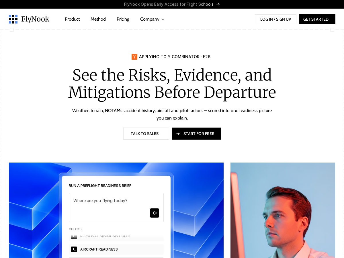 Landing-page snapshot of getflynook.com