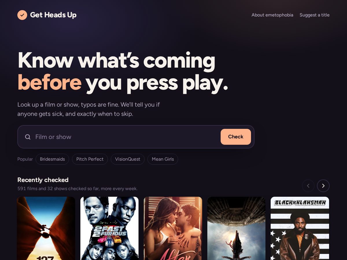 Landing-page snapshot of getheadsup.app
