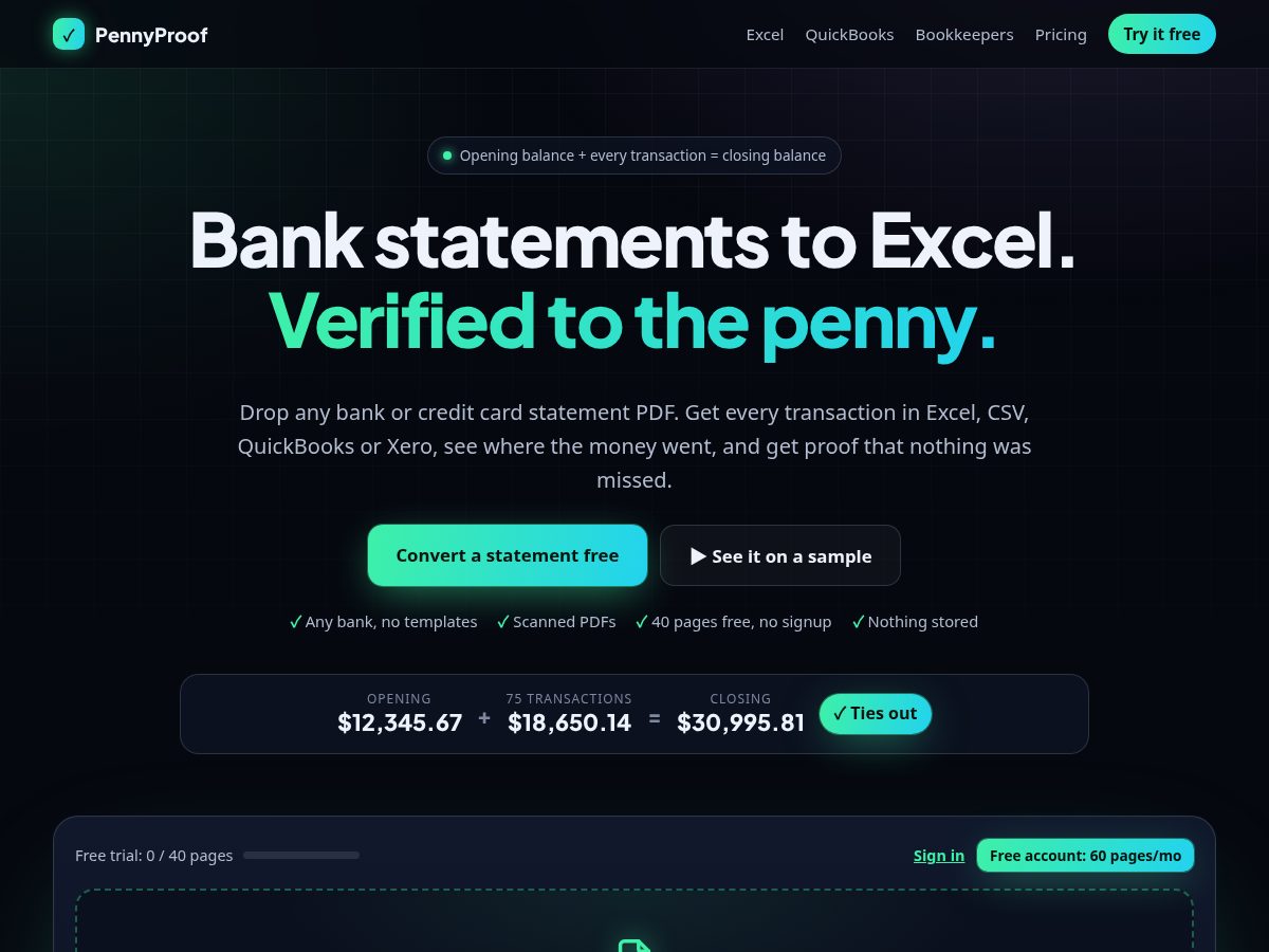 Landing-page snapshot of getpennyproof.com