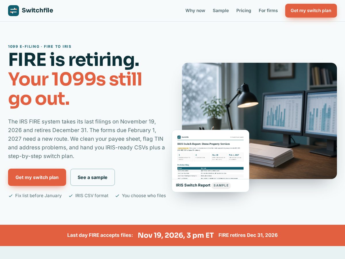 Landing-page snapshot of getswitchfile.com