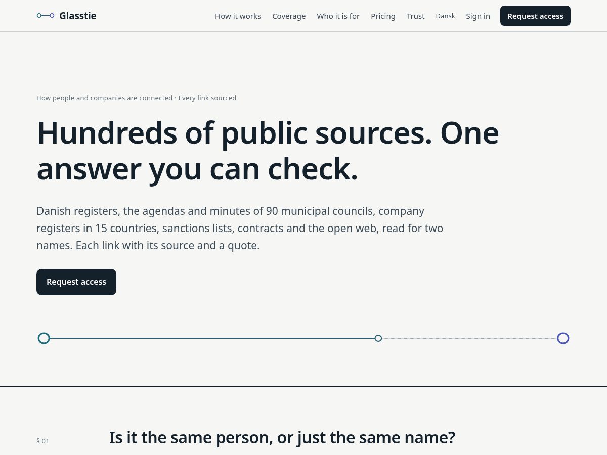 Landing-page snapshot of glasstie.com