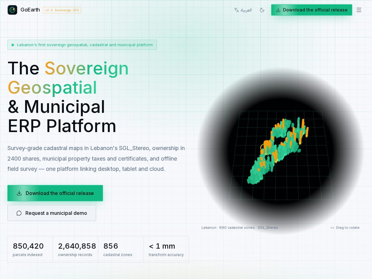 Landing-page snapshot of goearth.app