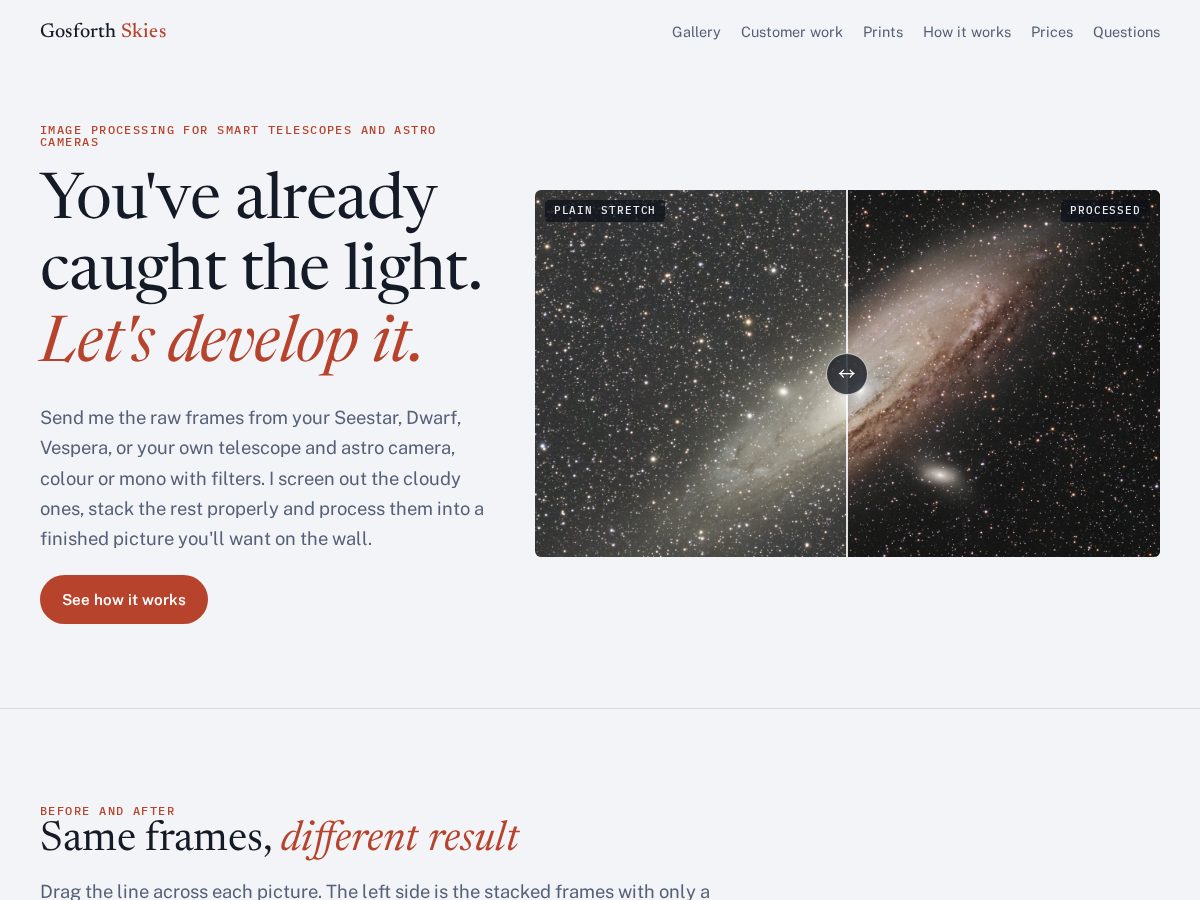 Landing-page snapshot of gosforthskies.com