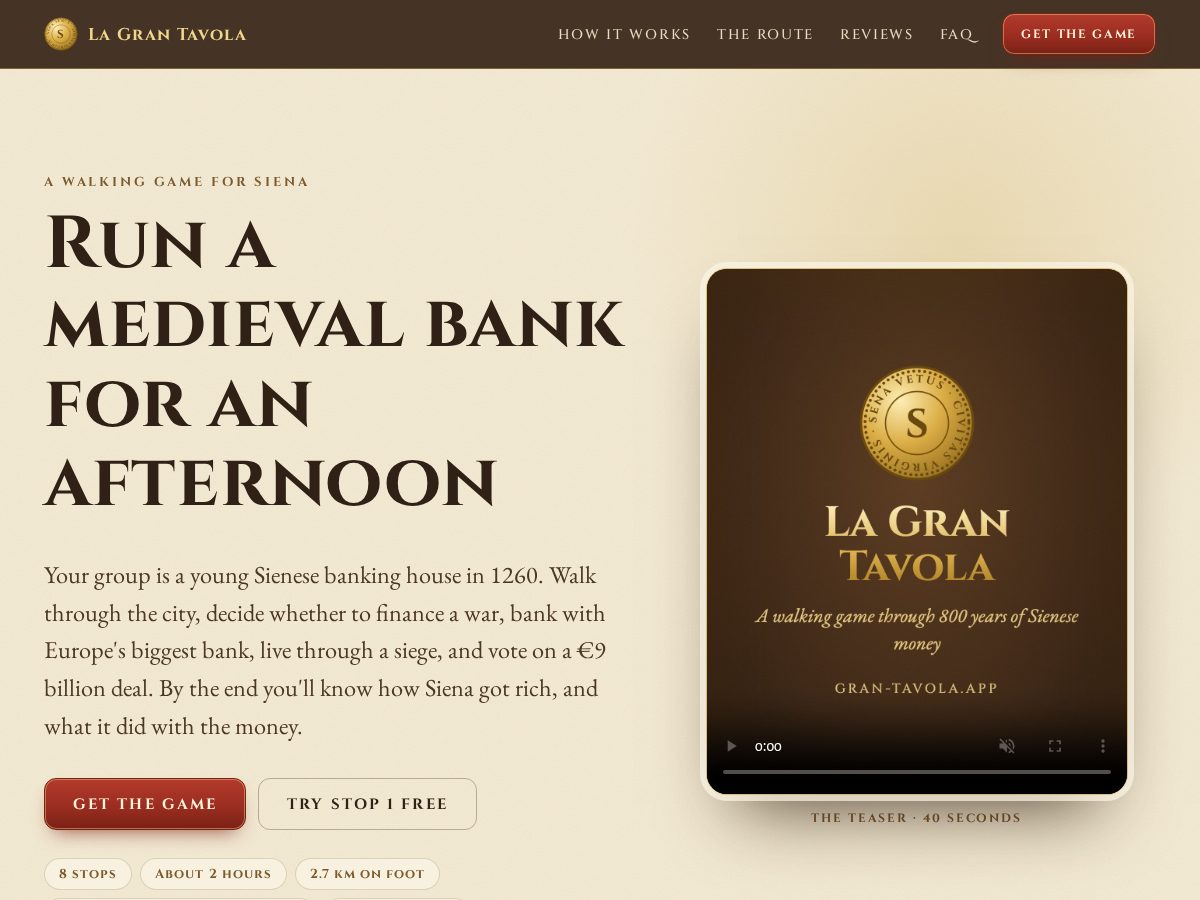 Landing-page snapshot of gran-tavola.app