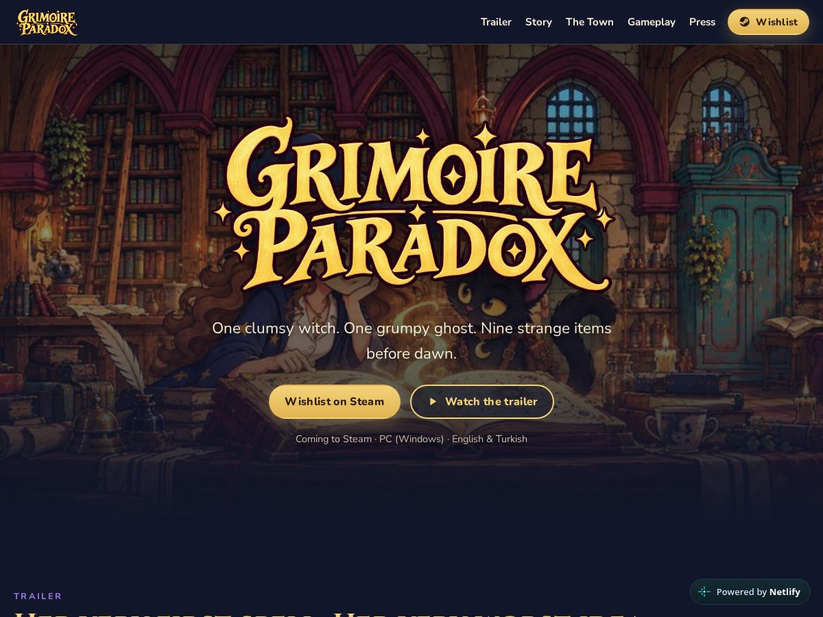 Landing-page snapshot of grimoireparadox.com