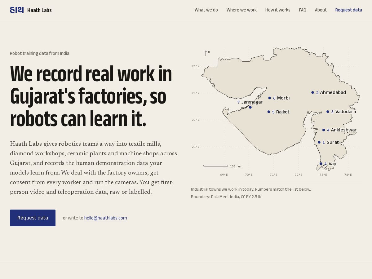 Landing-page snapshot of haathlabs.com