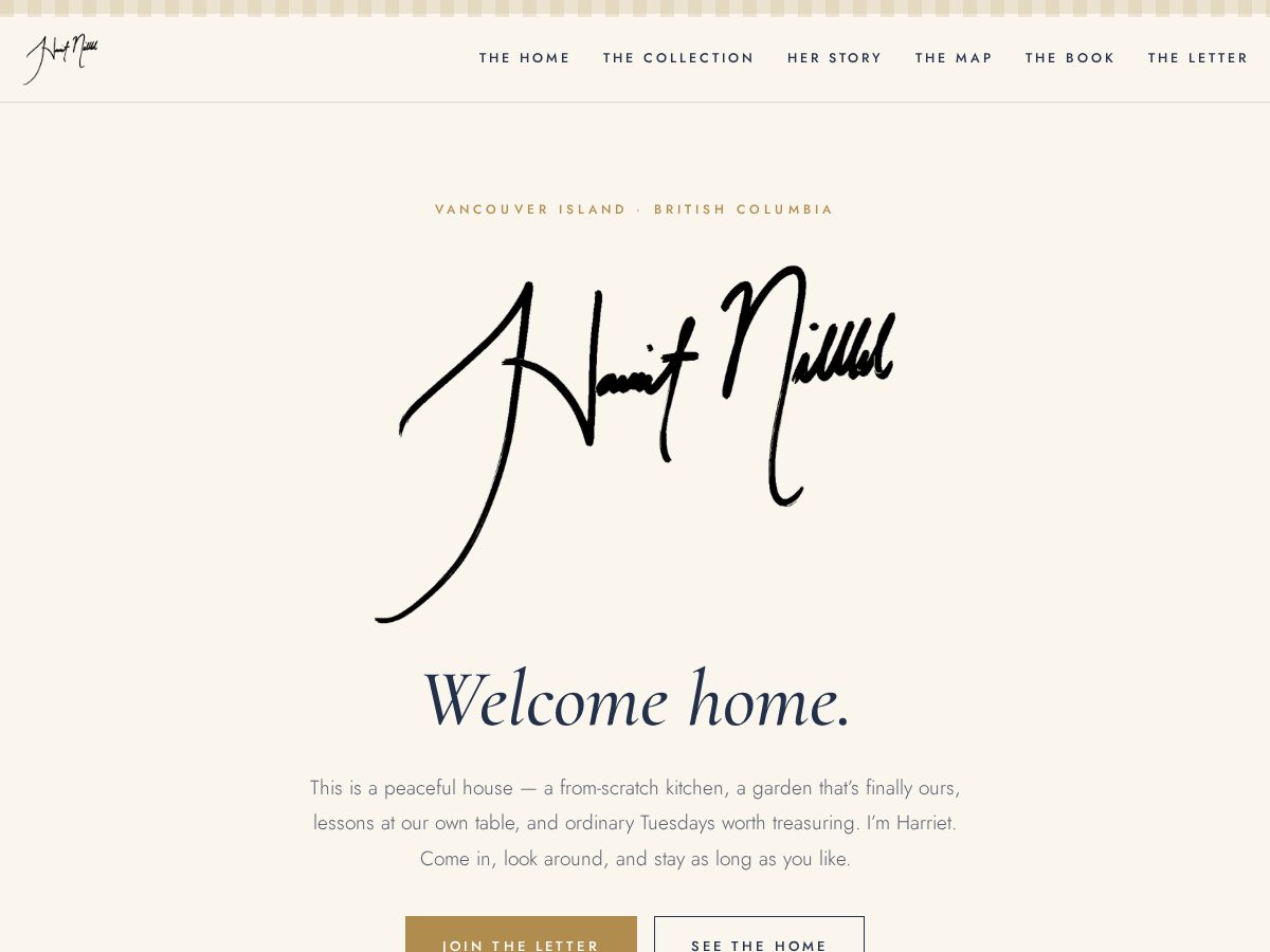 Landing-page snapshot of harrietnikkhah.com