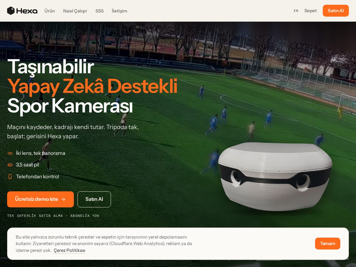Landing-page snapshot of hexacamera.com