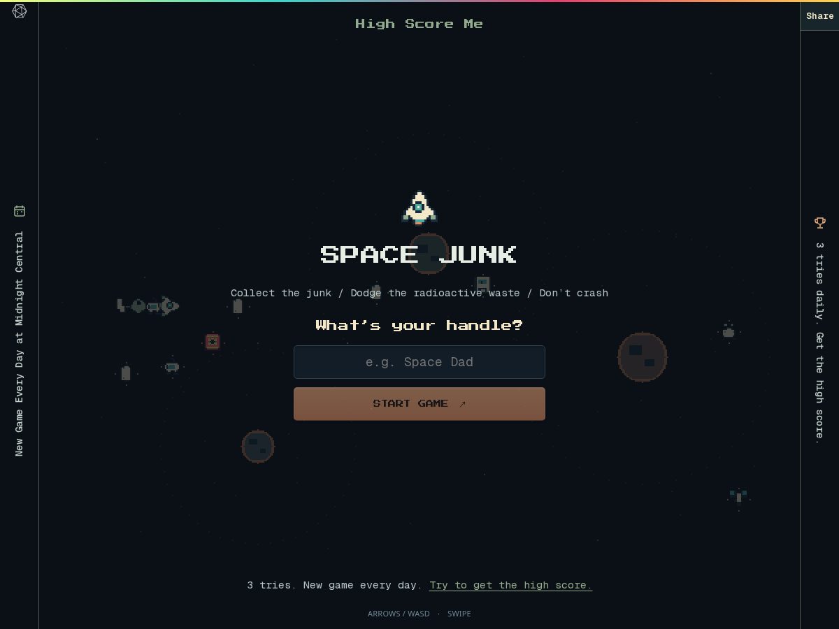 Landing-page snapshot of highscoreme.com