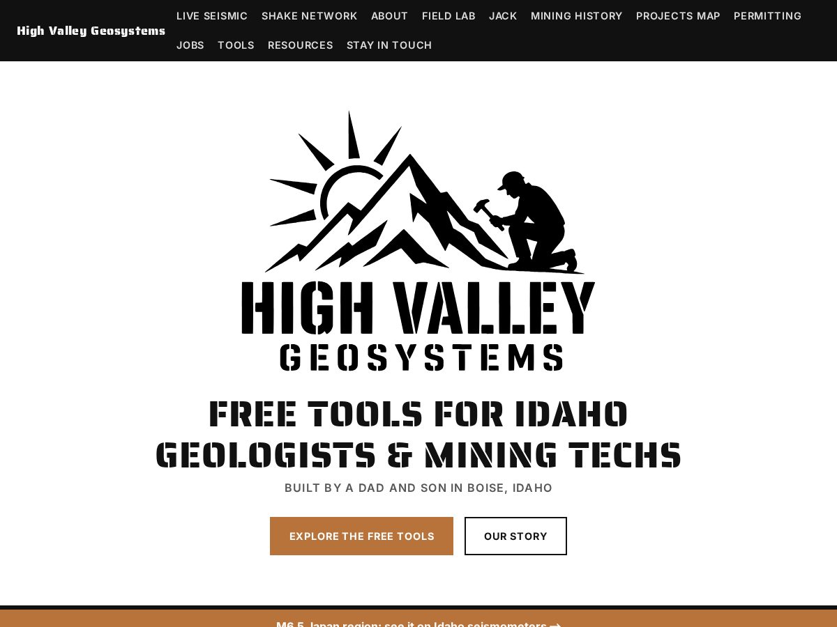 Landing-page snapshot of highvalleygeosystems.com