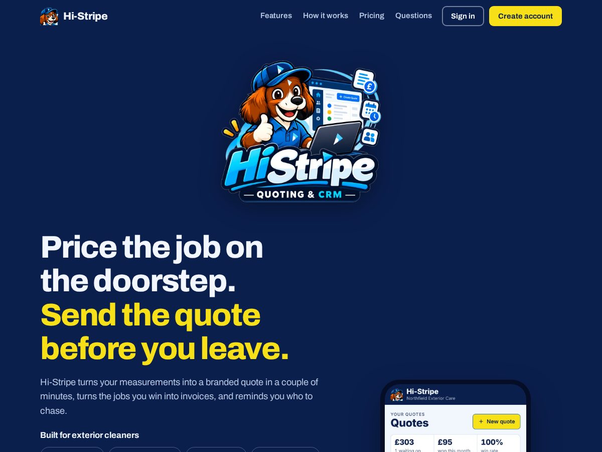 Landing-page snapshot of histripe.com