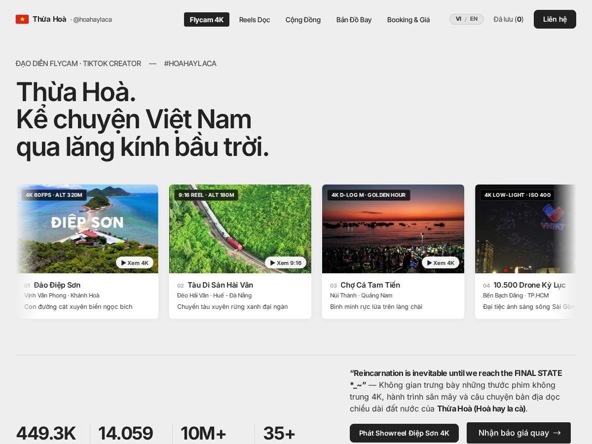 Landing-page snapshot of hoahaylaca.com