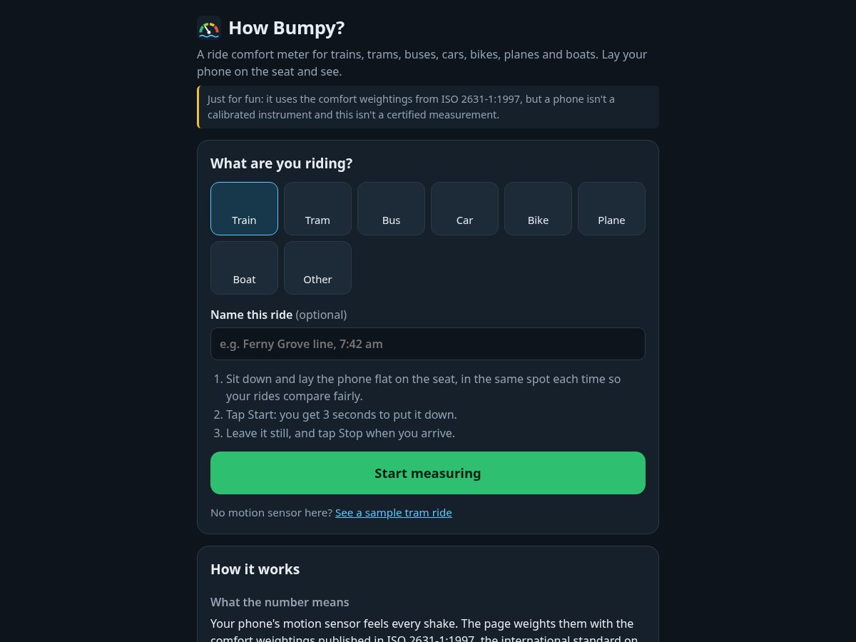 Landing-page snapshot of howbumpy.com