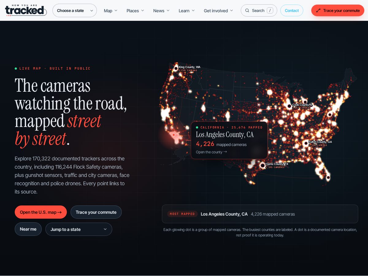 Landing-page snapshot of howyouaretracked.com