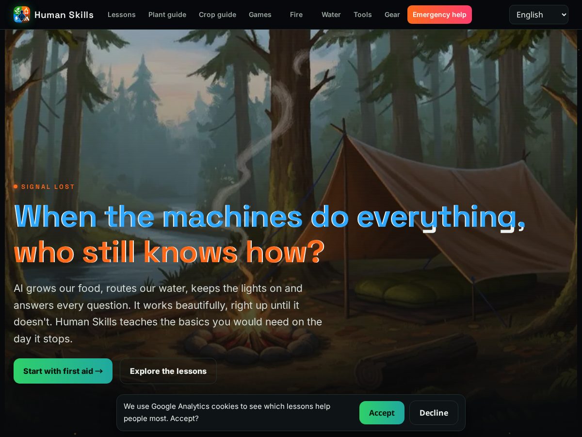 Landing-page snapshot of humanskillsguide.com