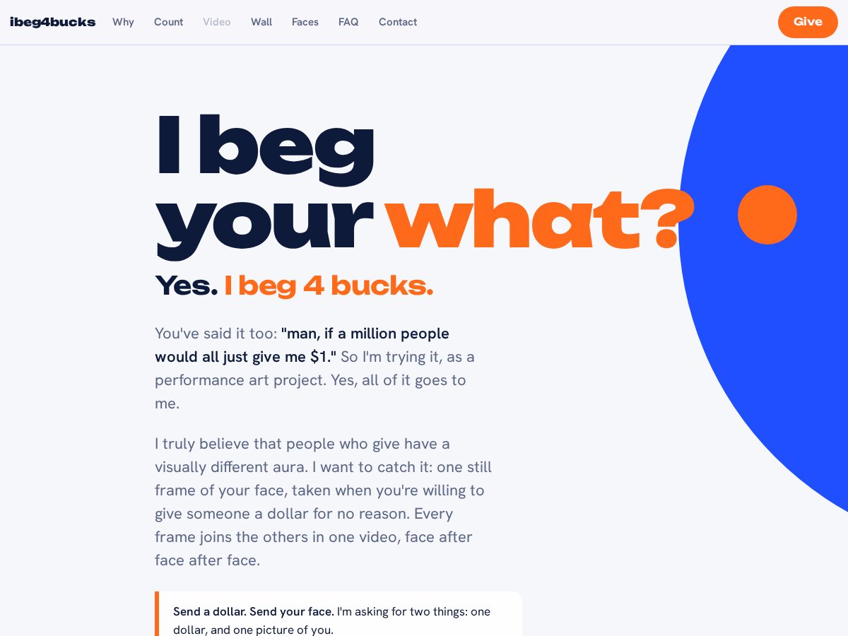 Landing-page snapshot of ibeg4bucks.com