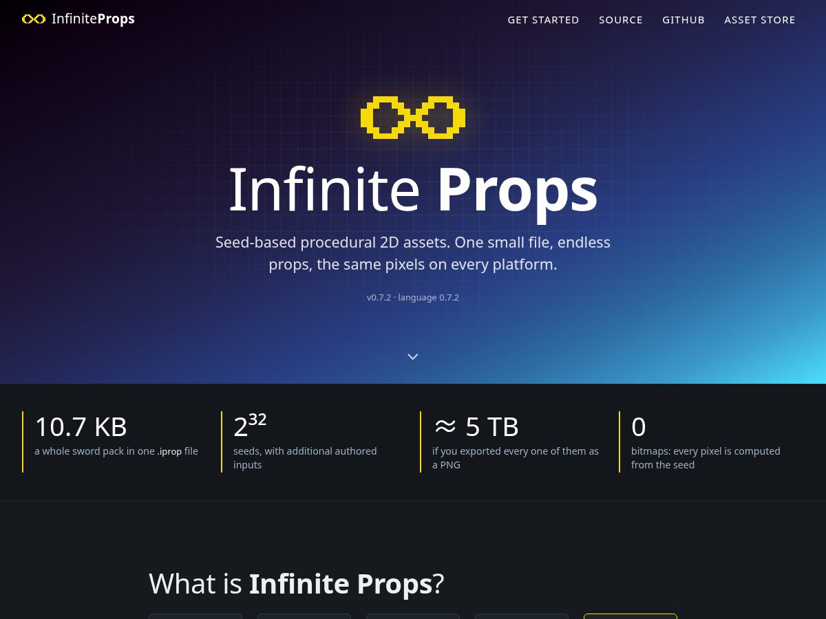 Landing-page snapshot of infiniteprops.dev