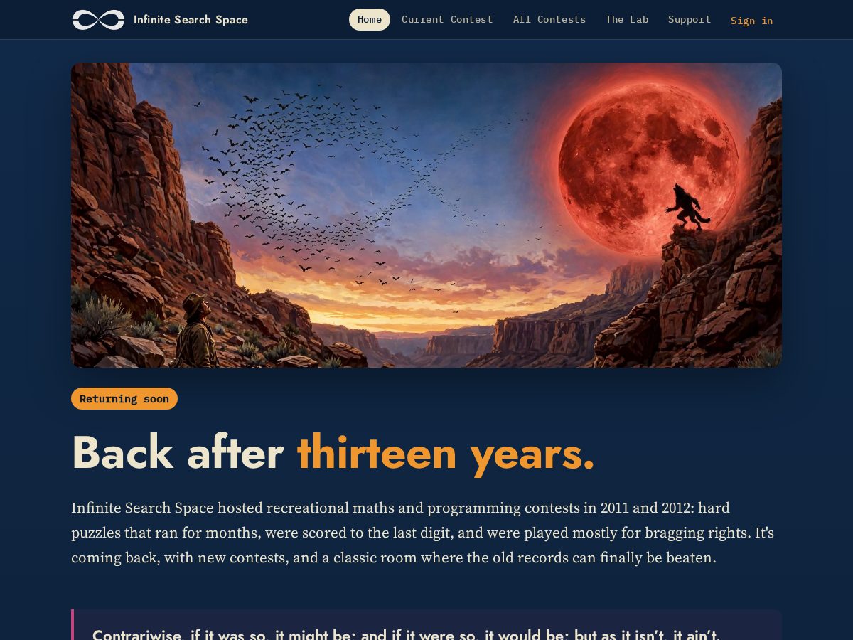 Landing-page snapshot of infinitesearchspace.com