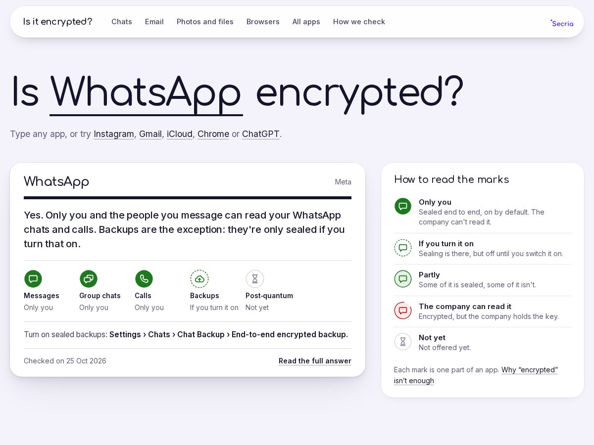 Landing-page snapshot of isitencrypted.com