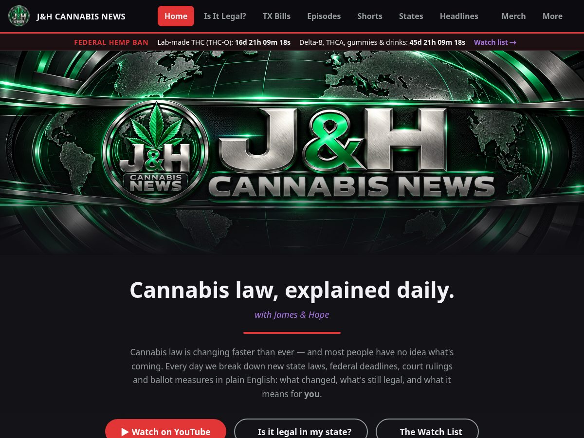 Landing-page snapshot of jhcannabisnews.com