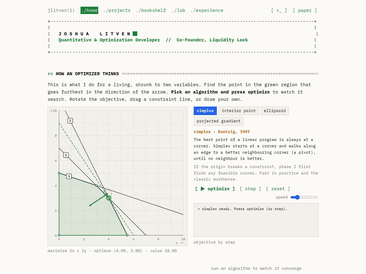 Landing-page snapshot of joshualitven.com