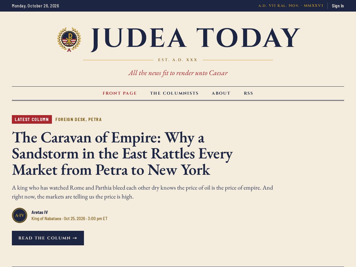 Landing-page snapshot of judeatoday.com