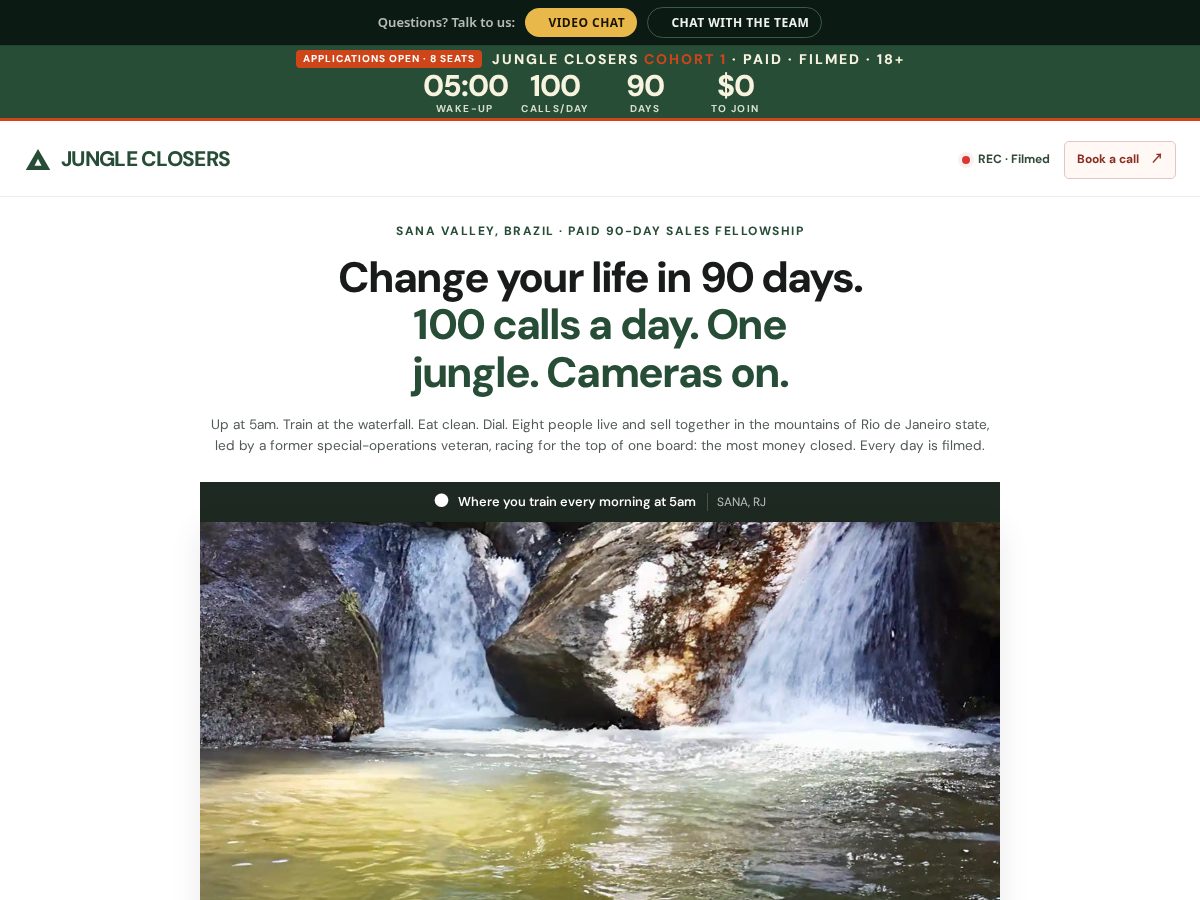 Landing-page snapshot of jungleclosers.com