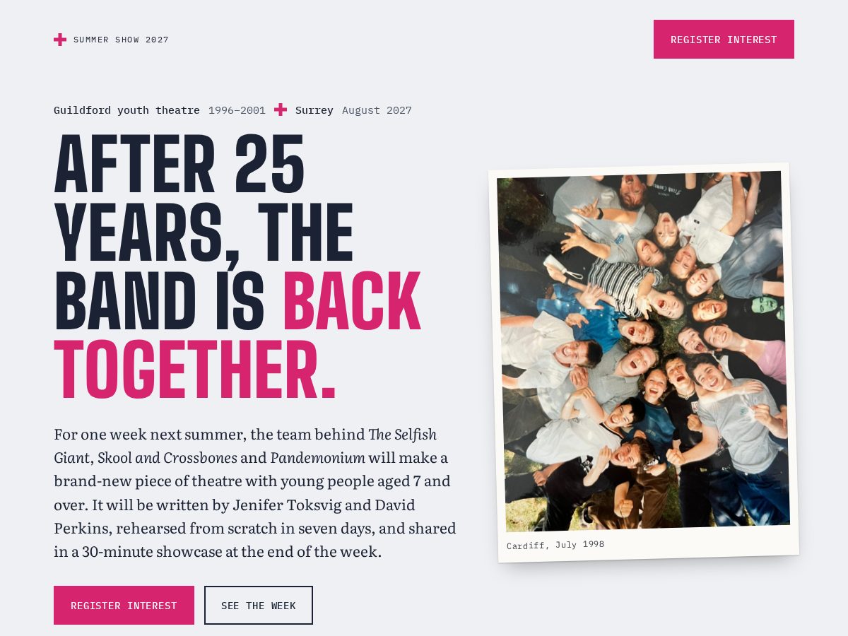 Landing-page snapshot of justtheatre.org