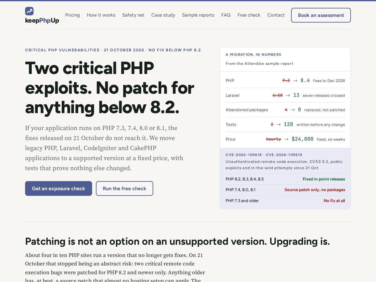 Landing-page snapshot of keepphpup.com
