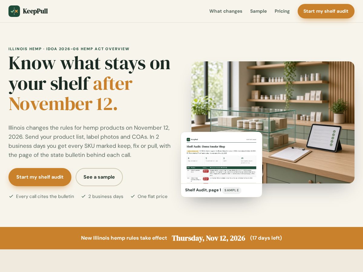 Landing-page snapshot of keeppull.com