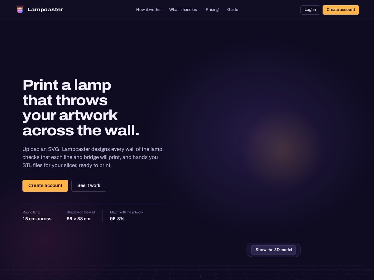 Landing-page snapshot of lampcaster.com