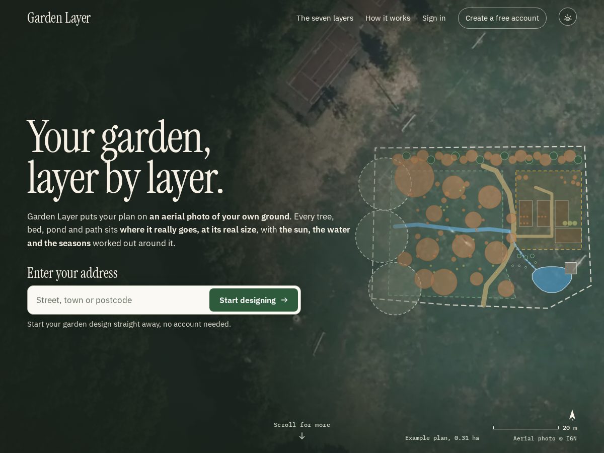 Landing-page snapshot of layeredgarden.app
