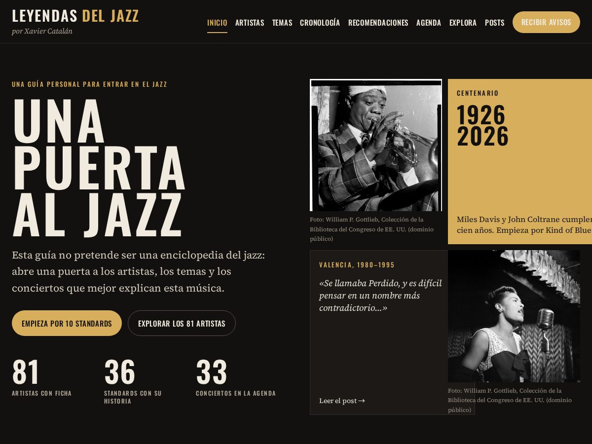 Landing-page snapshot of leyendasdeljazz.com